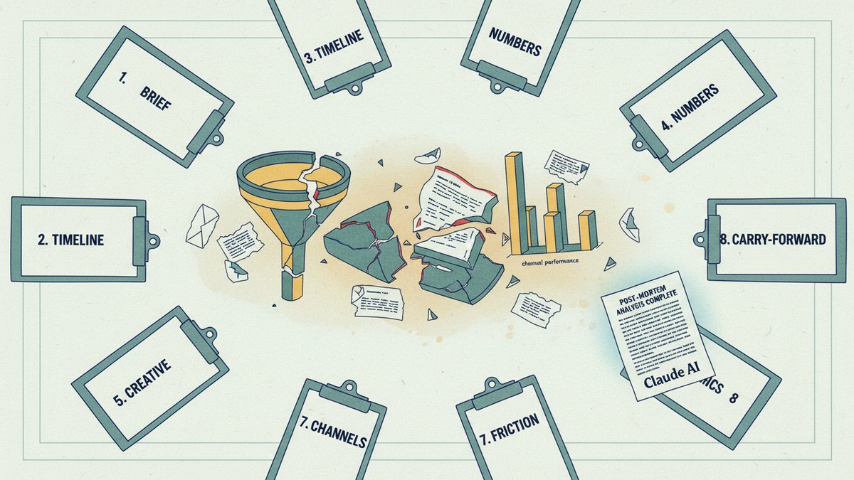 Campaign post-mortem: 8 sections of a marketing autopsy (with a Claude template you can re-use)