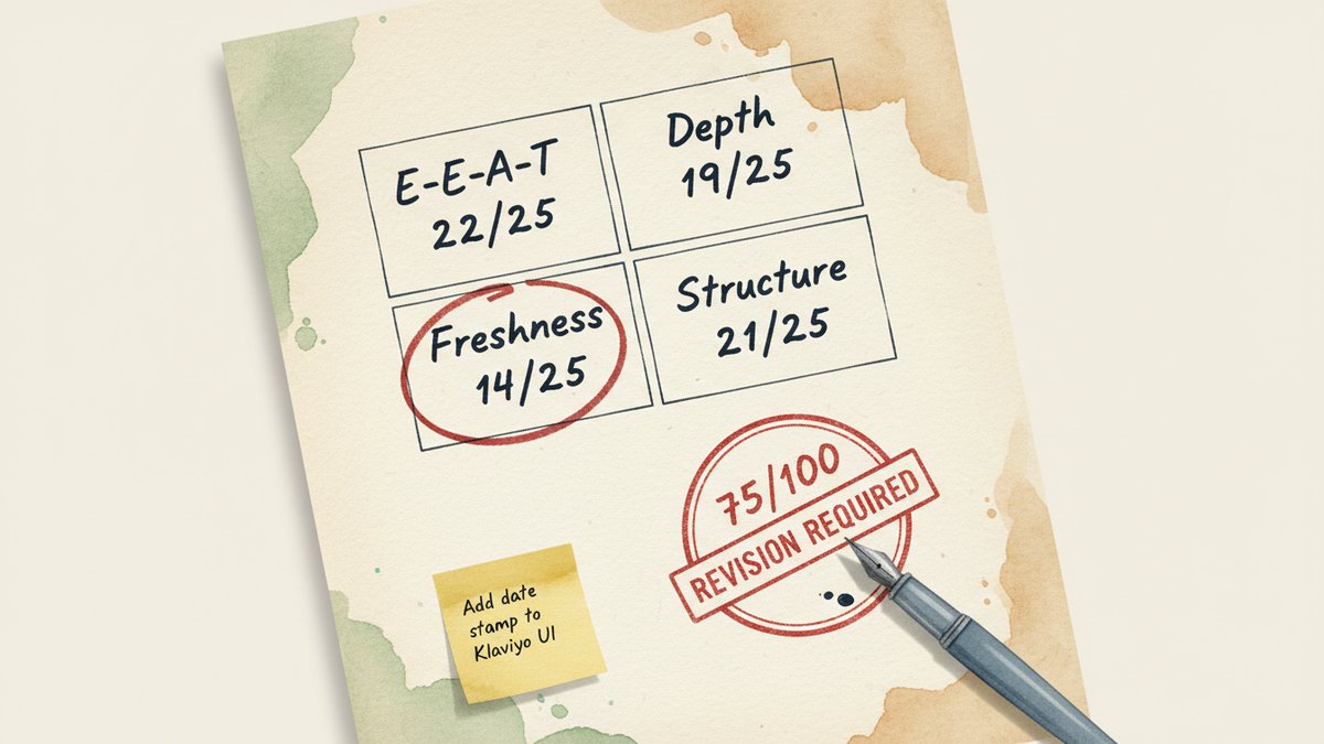 4-Dimension Content Scorecard: E-E-A-T, Depth, Freshness, Structure (Claude)