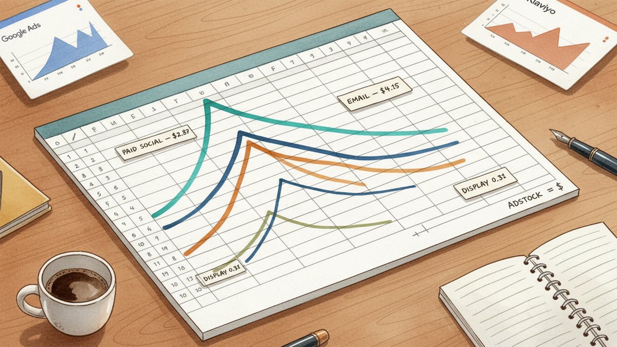Marketing Mix Model in a Spreadsheet: 4 Channels, Adstock Decay, ChatGPT-Written Formulas
