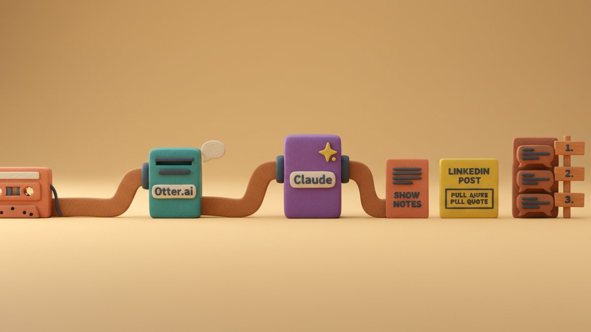 From One 60-Minute Interview to Show Notes, a LinkedIn Post, and a Tweet Thread: The Otter + Claude Workflow